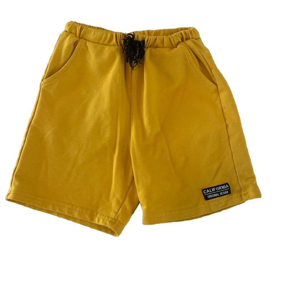 SHEIN Youth Boys Yellow Relaxed Fit Shorts with Drawstring